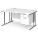 Maestro Cantilever Leg Wave Desk with Two Drawer Pedestal